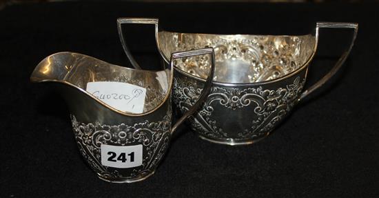 Silver 2 handled bowl & jug